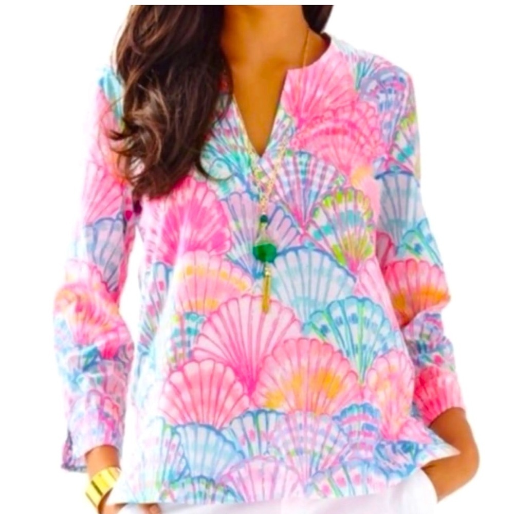 Lilly Pulitzer Skipper Popover in Sun Ray Summer Print – XS